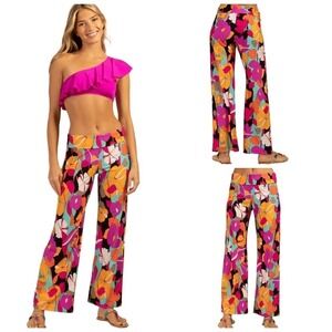 TRINA Turk Gemini Multicolor Floral Swimwear Cover Up Pant Size Medium